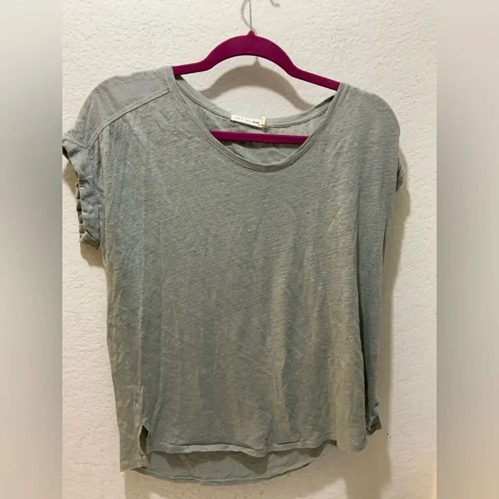 Rag & Bone Jean Gray Short Sleeve Tee Shirt Womens Size XS 95% linen